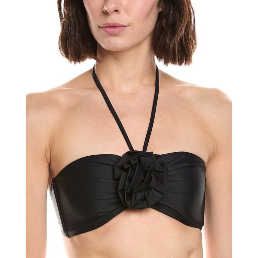 Milly Womens  Floral Applique Halter Top, Black